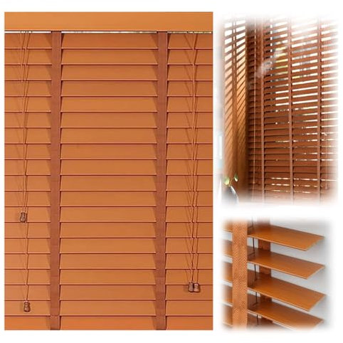Holzjalousie 50 mm Lamellen Echtholz Venezianische Jalousie W 45-160cm Innen-/außeninstallation Sonnenschutz/Sichtschutz Jalousien Jalousette Für Haus/büro(75W x 150H cm)
