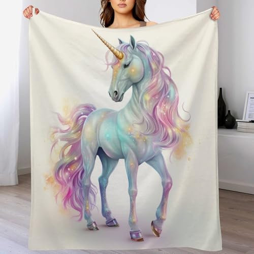Pferd Decke Wohndecke Warm & Kuschelig Waschbar, Überwurf Ideal Für Draußen, Camping, Couch, Bett, Reisen – Superweiche Wolldecke （100×130cm）