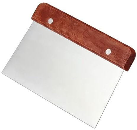Coupe-Pâte Premium avec Manche en Bois - Grand Grattoir à Pâte en Acier Inoxydable, Idéal pour la Pâtisserie, la Pizza, le Pain - Dimensions 20x13 cm - Outil de Cuisine