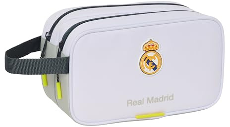 Safta Real MADRID UTRUSTNING 25/26 - Stor skolväska, barnväska, anpassningsbar till vagn, perfekt för barn i åldrarna 5 till 14 år, bekväm och mångsidig, kvalitet och styrka, 26 x 12,5 x 15 cm, Vit, M