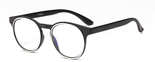 Suertree Myopia blåljusfilter glasögon gångjärn mode distans för män kvinnor runda 3,0 svarta