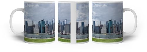 Tazza con motivo grattacieli di New York, giganti della modernità, 300 ml, in ceramica bianca, tazza da caffè/idea regalo