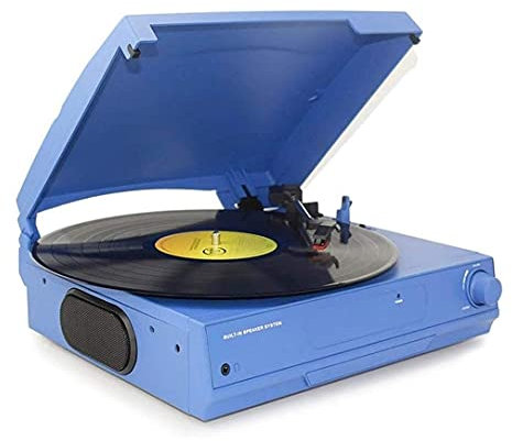 SGKOMN Tocadiscos Retro, gramófono, Tocadiscos accionado por Correa con Altavoz estéreo Incorporado, Tocadiscos de Estilo Vintage, Bluetooth Bui, Blue