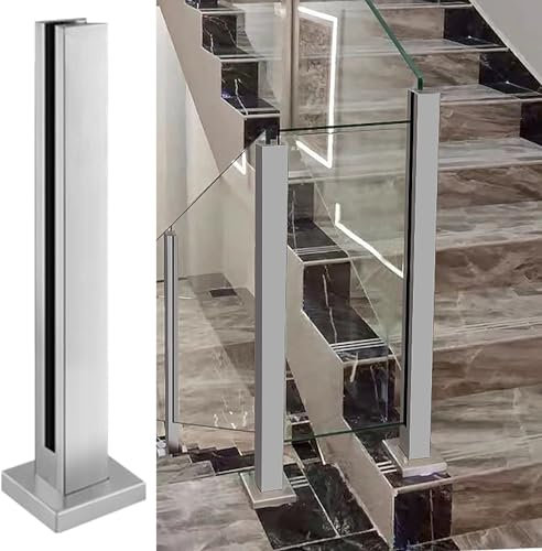 GONCBKVN Poste de barandilla de Vidrio, Soporte de Abrazadera de Acero Inoxidable para Vidrio de 10-12 mm de Espesor, Poste de balaustrada de Vidrio, para escalones, terrazas, Balcones
