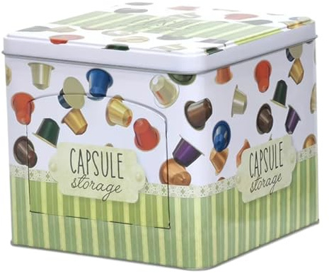 Cassetto Box Portacialde in Metallo per Caffè, Organizzatore per Capsule 15 X 15 X 12,5 cm
