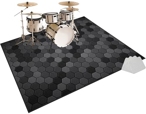 Fzamudng Schlagzeug Teppich, rutschfeste Trommel Teppiche, 120 x 80 cm Antivibrationsmatte, Schlagzeugteppich Drum Teppich, Elektronisch Snare Klavier Musikinstrumente Teppich, Schalldichte Teppich