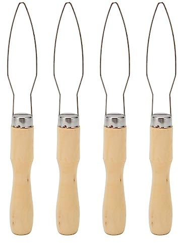 Haofy Gancio per Bottoni Set da 4 Pezzi con Manico in Legno Punta Semi Flessibile in Acciaio Inossidabile per Artrite e Destrezza Limitata - Aiuto per Abbottonare per Anziani Vestirsi con una Sola