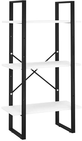 Eleganz Estantería de almacenamiento blanca 60 x 30 x 105 cm de metal y material de madera – Sistema de estantería resistente para garaje, sótano u oficina – solución de almacenamiento estable para
