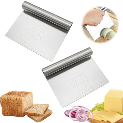 OIXEYA 2 Pz Tarocco per Impasti, Tagliapasta, Spatola Pizza, Tagliapasta Multiuso in Acciaio Inossidabile, Per Pizza Impasti Pane Farina Raschietto