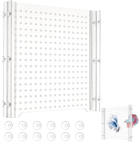 UNICRAFTALE Acrylic Fish Tank Divider Transparent Aquarium Divider Adjustment Clear Fish Tank Separator Set with 12Pcs Suction Cups Fishes Tanks Separator for Betta Fishes 279x281x3mm