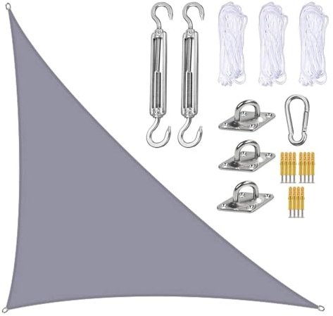 Triangle UV Sun Sail - 3x4x5m Water Permeable Patio Shade - Sun Protection Cover for Balcony Caravan Carport & Pool - Gray 5x5x7.1m Outdoor Canopy