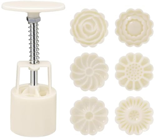 Stampo per biscotti Mooncake in plastica con 6 timbri per biscotti a forma di fiore Stampi per in materiale sicuro a rilascio facile per fai da te Festival tradizionale Pasticceria Cott