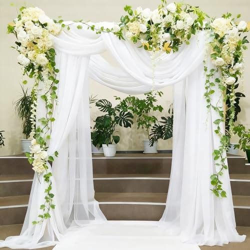 Drappeggio di Arco di Nozze, 3Mx160CM, Tessuto Drappeggiato per Arco Nuziale Bianca, Tessuto di Tulle Chiffon, Adatto per Matrimoni, Cerimonie, Feste, Decorazioni Sceniche