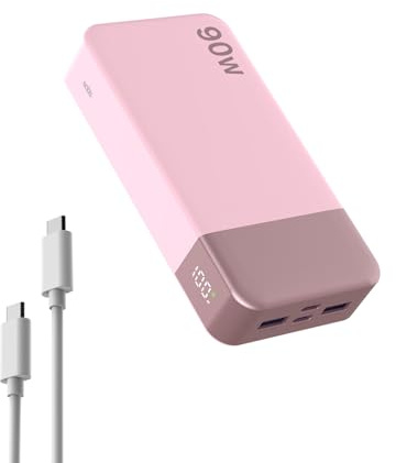 NOBIS Batterie Externe 20000mAh 90W Charge Rapide pour Ordinateur Portable | 4 ports (2C+2A) Power Bank avec Affichage LED, compatible MacBook, Lenovo, Steam Deck, Tablettes et Smartphones