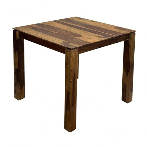 Wohnling Esstisch Massivholz Sheesham 80x80 cm Dunkelbraun - Quadratischer Esszimmertisch Holz - Küchentisch modern für 4 Personen - Stabiler Holztisch - Tisch für Esszimmer Bistrotisch Handmade