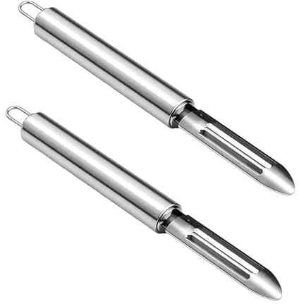 2 Piece Vegetable Peeler Set, Rotary and Straight Stainless Steel Peelers | 2 piece peeler set with rotary and straight blades, soft non slip grip and stainless steel build for fast fruit and vegetable