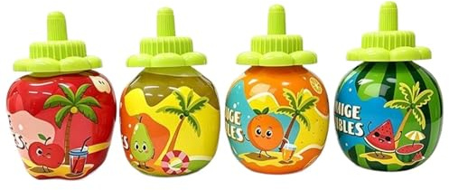 Bubblor Anti-läckande flaskor 4 stycken | ABS, 6,5 x 6,5 x 11 cm, 80 ml vardera, 100 g | Läckagesäker bubbelleksak för små barn och barn | Omvänd för sommarfest utomhus