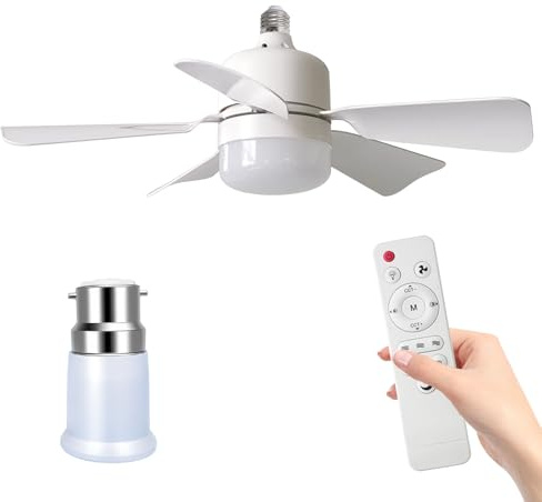 Eznaobo Ventilatore da soffitto con luce, E27 30 W, lampada da soffitto con telecomando e timer, 3 velocità, 3 colori, lampadario da camera, dimmerabile LED per camera da letto, soggiorno (E27+B22