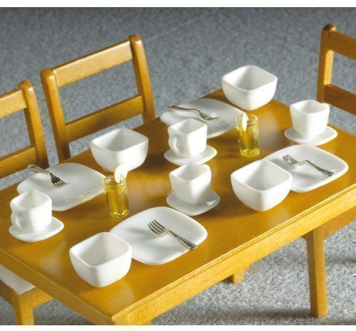 Dolls House 3298 White Square Geschirr 16-tlg. Service 1:12 für Puppenhaus