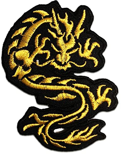 Catch the Patch Chinesischer Drache Aufnäher zum Aufbügeln 6,7 x 9 cm Bügelbild für Kinder Mädchen mit Wild Statement, Bügelpatch Patches Bügelflicken