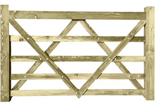 Ruby Timber Diamond Braced 5 Bar Field Farm Gate - Choose Size - Larch (12FT)