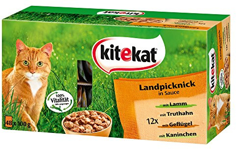 Kitekat Katzenfutter Nassfutter Landpicknick in Sauce, 48 Portionsbeutel (48 x 85g)