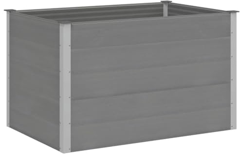 vidaXL Letto Rialzato da Giardino Rettangolare Alto Elegante Staffe Supporto Terrazzo Letto di Coltura Rialzato Portafiori Grigio 150x100x91cm in WPC