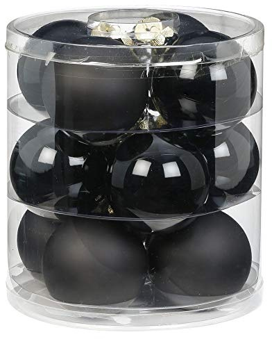 Magic Weihnachtskugeln Glas 8cm 12 STK. Christbaumkugeln (Schwarz Opal/Matt)
