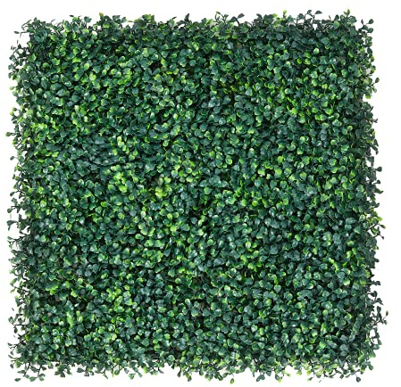 U-MAX 12PCS 20x20inch Artificial Boxwood Hedges Panels,Outdoor Topiary Hedge Plant,UV Protected Faux Grass Wall Greenery Mats for Outdoor and Indoor, Garden, Fence, Backyard, Green