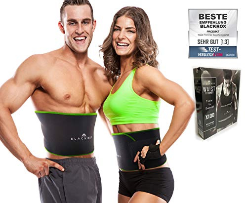 BLACKROX Trimm Your Waist Fitnessgürtel Vergleichssieger Damen & Herren,Schwitzgürtel zur Fettverbrennung, Premium Fitness Gürtel Verstellbarer Sauna Bauchweggürtel zum Abnehmen (Grün, M)