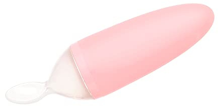 Boon Tomy Squirt Silicone Baby Food Dispensing Spoon, Feeding Spoon with Large Capacity Dispenser, Baby Food Feeder Suitable for 4,5,6,7+ Months, Babies, Toddlers, Pink