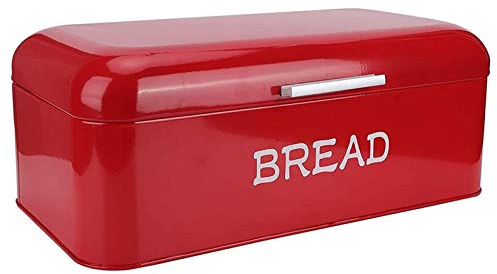 Vanities Vintage Brotkasten aus Metall Brotbox für Küchenbäckerei Brotbehälter roter, schwarz (Color : Red)
