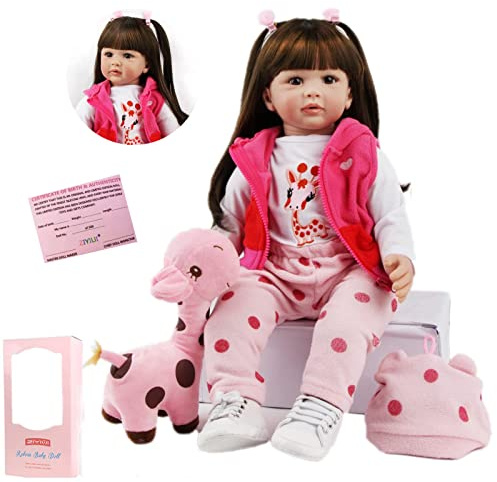 ZIYIUI Reborn Baby 60 cm 24 Zoll Real Life Weiches Silikon Vinyl Handgefertigt Realistisches Neugeborenen Mädchen Reborn Puppen Kinderspielzeug Geburtstagsgeschenk