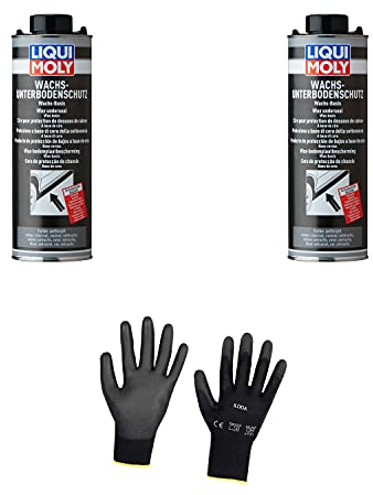 Iloda 2xOriginal Liqui Moly 1l Wachs-Unterbodenschutz anthrazit/schwarz 6102 Schutzhandschuhe