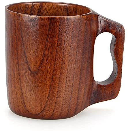 Handmade Wooden Mug for Men Women 12 oz Coffee Mug Man Gift Small Wood Cup Tankard Barrel Mug Wooden Beer Mug Outdoor Tea Drinking Cup Cool Viking Mug Male Coffee Mug