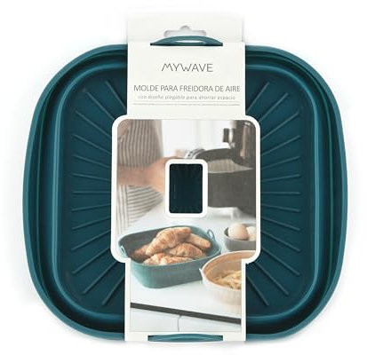 Molde de Silicona para Freidora de Aire 22x22 cm- Reutilizable, Anti-Adherente y Resistente al Calor. Ideal para Hornear, Freír y Asar. Apto para Lavavajillas. Duradero y Fácil de Limpiar