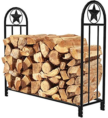 Cestas de leña Estante De Leña De Metal Estable, Soportes Para Leña Para Interiores Y Exteriores, Organizador De Apilamiento De Madera, Para Estufas, Chimeneas, Braseros, Negro, 2 Tamaños