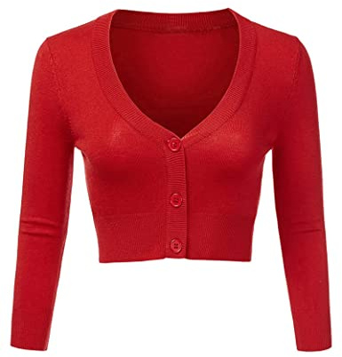 Totatuit Women's Cropped Cardigan V Neck Bolero Shrug Open Front Jumper | Knitted Button Down Long Sleeve Soft For Dresses Jeans Office Evening And All Season Layering