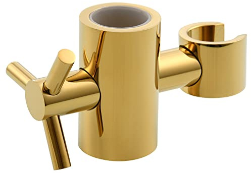 Tecmolog Support de Douche à Main 25mm Laiton Support Pommeau de Douche Reglable pour Salle de Bain, Or Titane, ST38AJ