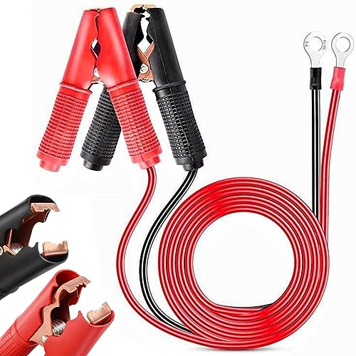 ETELIAR 2 Stücke Autobatterie Krokodilklemmen, Krokodilklemmen 30A Batterie Zange Klemmen mit 1M Verlängerungskabel für Starthilfekabel Auto Fahrzeug, LKW, Fahrzeug, Boot Ladekabel（Rot & Schwarz）