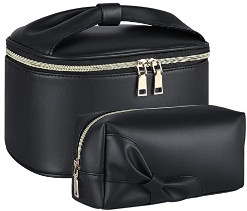 Dakuly Kosmetiktasche Kulturtasche Damen Kulturbeutel Reise Große Schminktasche Make up Tasche Organizer Waschbeutel Mädchen 2 Stücke Schwarz