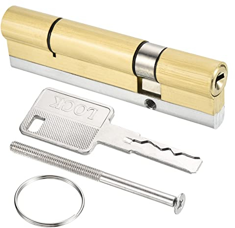 PATIKIL 32.5/77.5 (110mm Totale) Europeo Doppia Serratura Cilindro, Porta Cilindro Serratura con 8 Chiavi per Legno Porte, Alluminio Porte