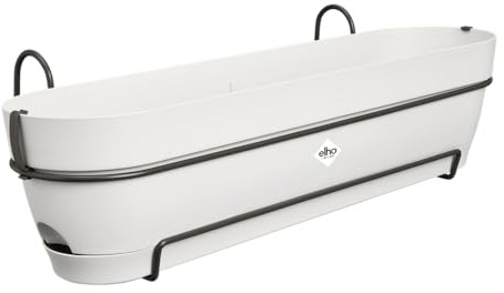 Elho Vibia Campana Trough Allin1 70 - Jardinera por Balcón - Ø 70.4 x H 17.7 cm - Silky White