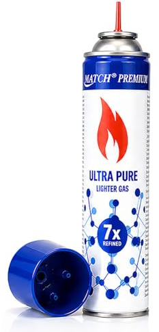300 ml Feuerzeuggas zum Nachfüllen mit Adaptern | Butangas für Flammbierbrenner | Sturmfeuerzeuge | Stabfeuerzeug | Feuerzeug Gas Nachfüller