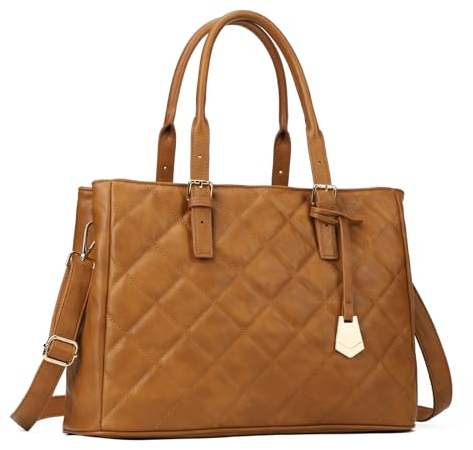 KouLi Buir Handtaschen für Damen, gesteppt, Schultertasche, Geldbörse, Tragegriff oben, Gelbbraun