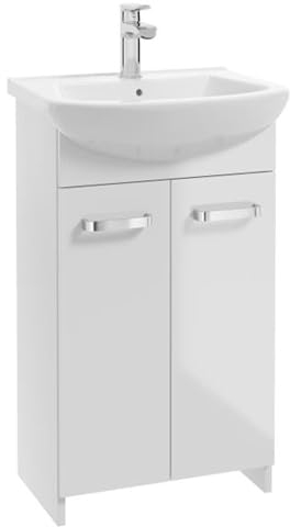 .Deftrans Armoire de salle de bain avec lavabo 85 x 50 x 40 cm - Meuble de salle de bain à poser et meuble bas - Laqué - Ensemble élégant avec lavabo en céramique
