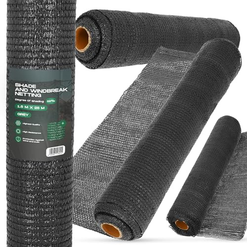 Malla Sombreo 1,5m x 25m Red de Sombra 55% Mallas Ocultación Pantalla Opaca Valla Tela Privacidad Protección UV Solar Paño Resistiente Viento Polvo Jardín Huerto Balcón Vallas