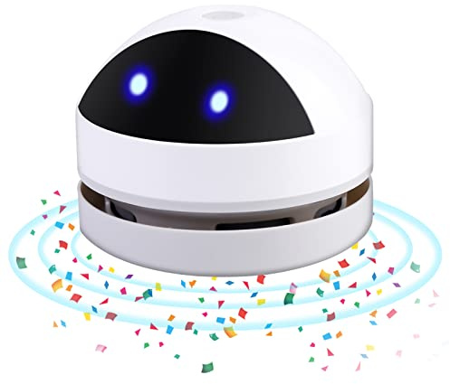Delamiya Mini Aspirateur de Table Rechargeable par USB, Portable, Sans Fil, Haute Puissance d'Aspiration pour Bureau, Maison et Voiture - Blanc