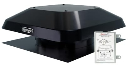 Quietcool AFR PRO-1.3 Roof Mount Attic Fan - 1266 CFM - Adjustable Thermostat - 20ft Power Cord - Plug-and-play - Two Speed