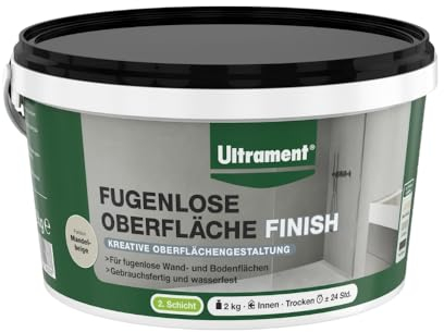 Ultrament Fugenlose Oberfläche - Finish Mandelbeige 2 kg – Kreative Oberflächengestaltung für fugenlose Wand- und Bodenflächen, gebrauchsfertig und wasserfest